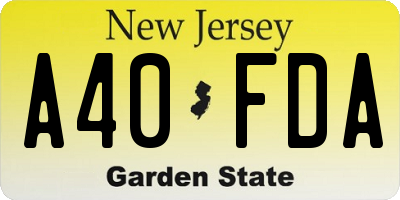 NJ license plate A40FDA