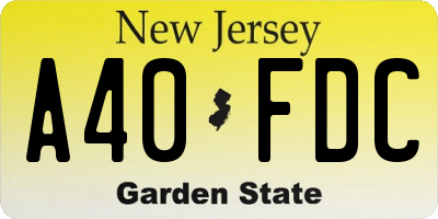 NJ license plate A40FDC