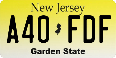 NJ license plate A40FDF