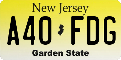 NJ license plate A40FDG