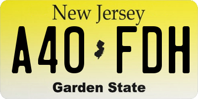 NJ license plate A40FDH