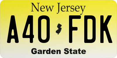 NJ license plate A40FDK