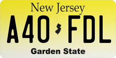 NJ license plate A40FDL