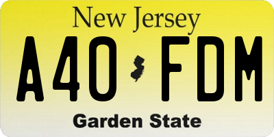 NJ license plate A40FDM