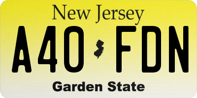 NJ license plate A40FDN