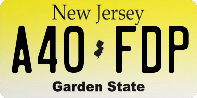 NJ license plate A40FDP