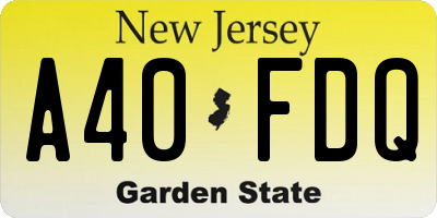 NJ license plate A40FDQ