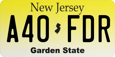 NJ license plate A40FDR