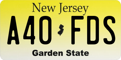 NJ license plate A40FDS