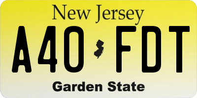 NJ license plate A40FDT