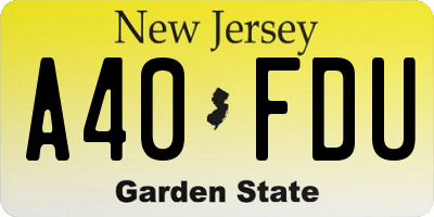NJ license plate A40FDU