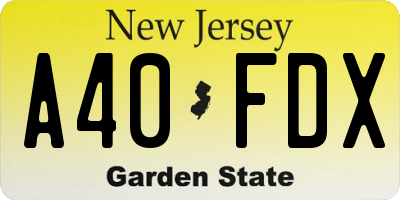 NJ license plate A40FDX
