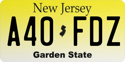 NJ license plate A40FDZ