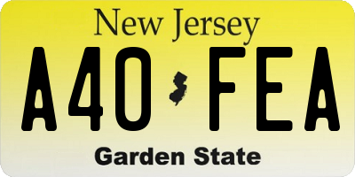 NJ license plate A40FEA
