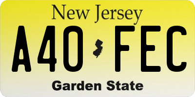 NJ license plate A40FEC