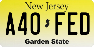 NJ license plate A40FED