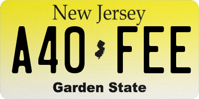 NJ license plate A40FEE