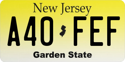 NJ license plate A40FEF
