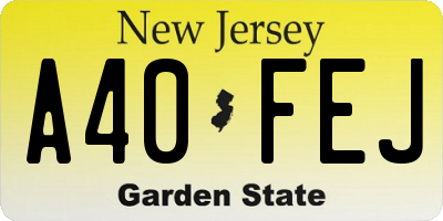 NJ license plate A40FEJ