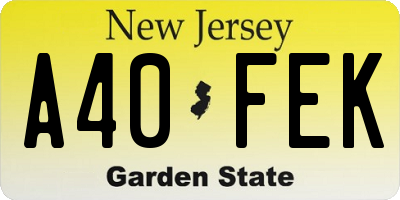 NJ license plate A40FEK