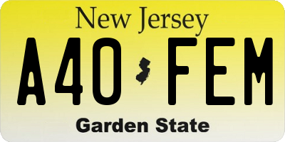 NJ license plate A40FEM