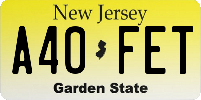 NJ license plate A40FET