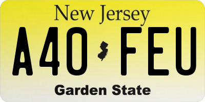 NJ license plate A40FEU