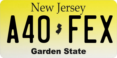 NJ license plate A40FEX
