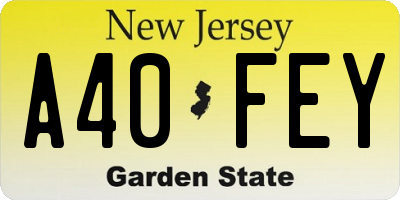 NJ license plate A40FEY