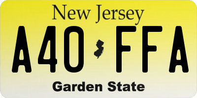 NJ license plate A40FFA