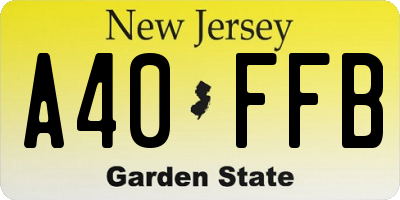 NJ license plate A40FFB