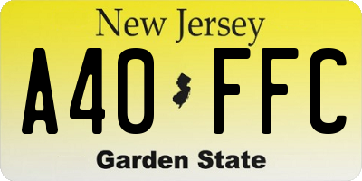 NJ license plate A40FFC