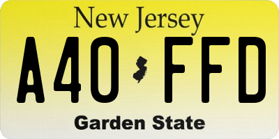 NJ license plate A40FFD