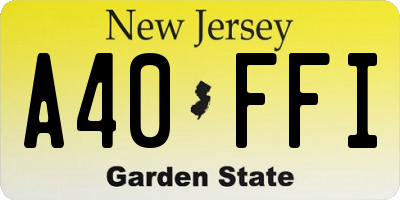 NJ license plate A40FFI