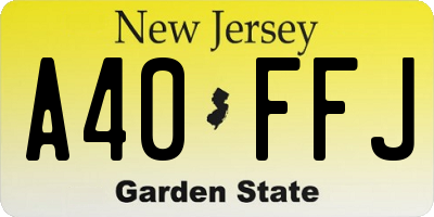 NJ license plate A40FFJ