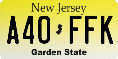 NJ license plate A40FFK