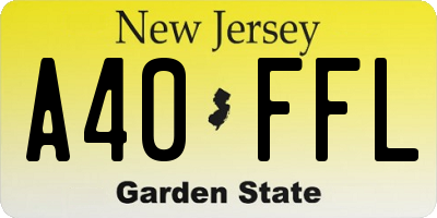 NJ license plate A40FFL