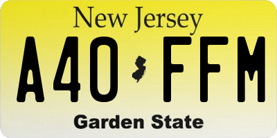 NJ license plate A40FFM
