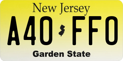 NJ license plate A40FFO