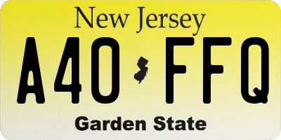 NJ license plate A40FFQ