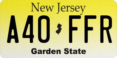 NJ license plate A40FFR