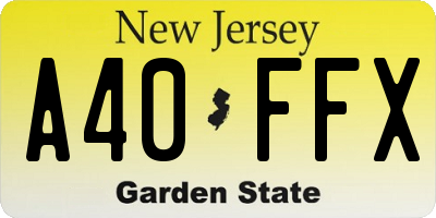 NJ license plate A40FFX