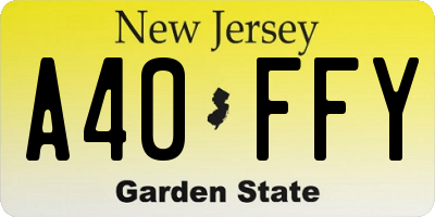 NJ license plate A40FFY
