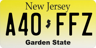 NJ license plate A40FFZ