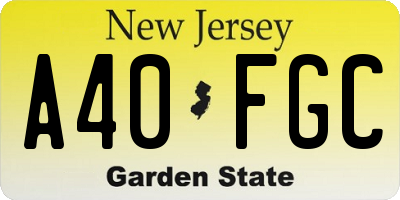 NJ license plate A40FGC