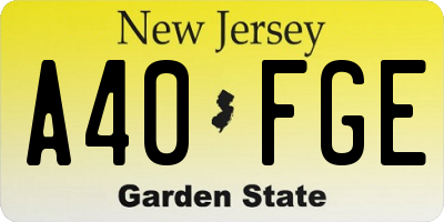 NJ license plate A40FGE
