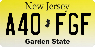 NJ license plate A40FGF