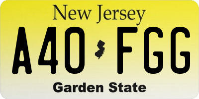 NJ license plate A40FGG