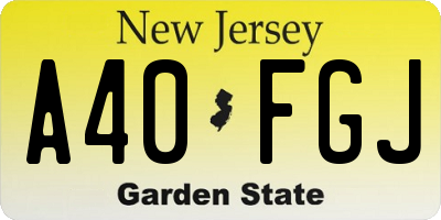 NJ license plate A40FGJ