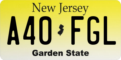 NJ license plate A40FGL